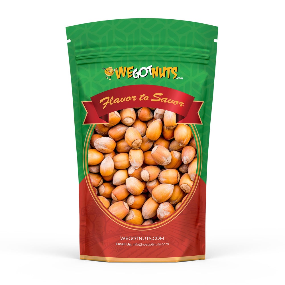 We Got Nuts hazelnuts in shell close-up with rich aroma, ideal for snacking