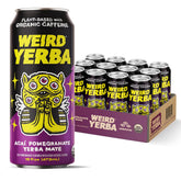 Drink Weird Acai Pomegranate Yerba Mate can front view showcasing bold branding and energy appeal.