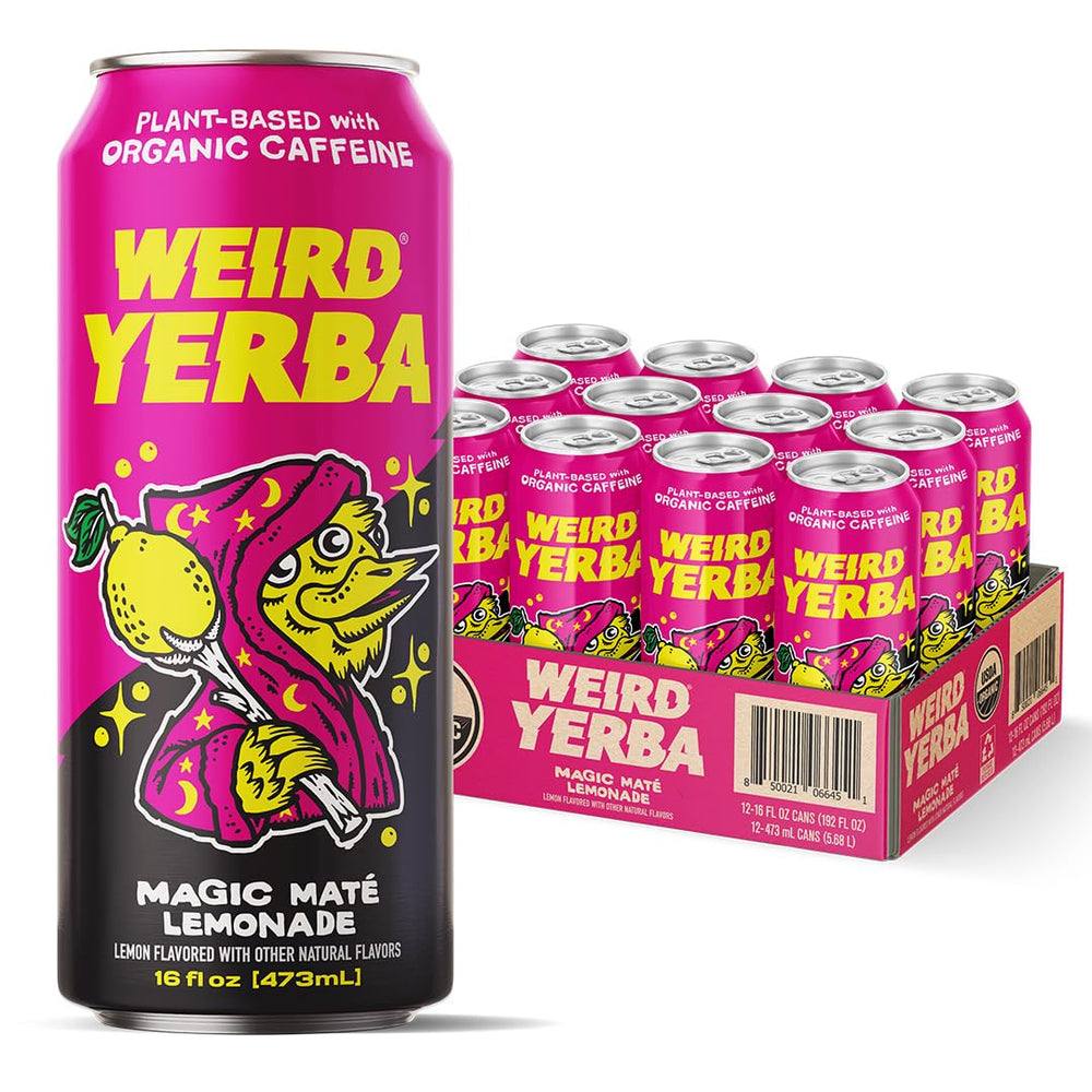 WEIRD Organic Magic Mate Lemonade pack shot for a clean energy boost.