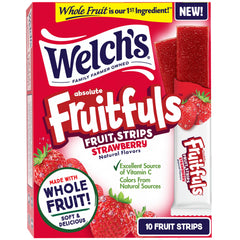 Welch's Absolute Fruitfuls strawberry strip 10-pack, ideal for lunchboxes.