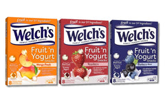 Welch’s Fruit ’n Yogurt Snacks strawberry pack with real fruit and creamy yogurt coating.