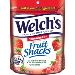 Welch's Fruit Snacks Strawberry bulk bag 8oz, ideal for sharing and on-the-go snacking.
