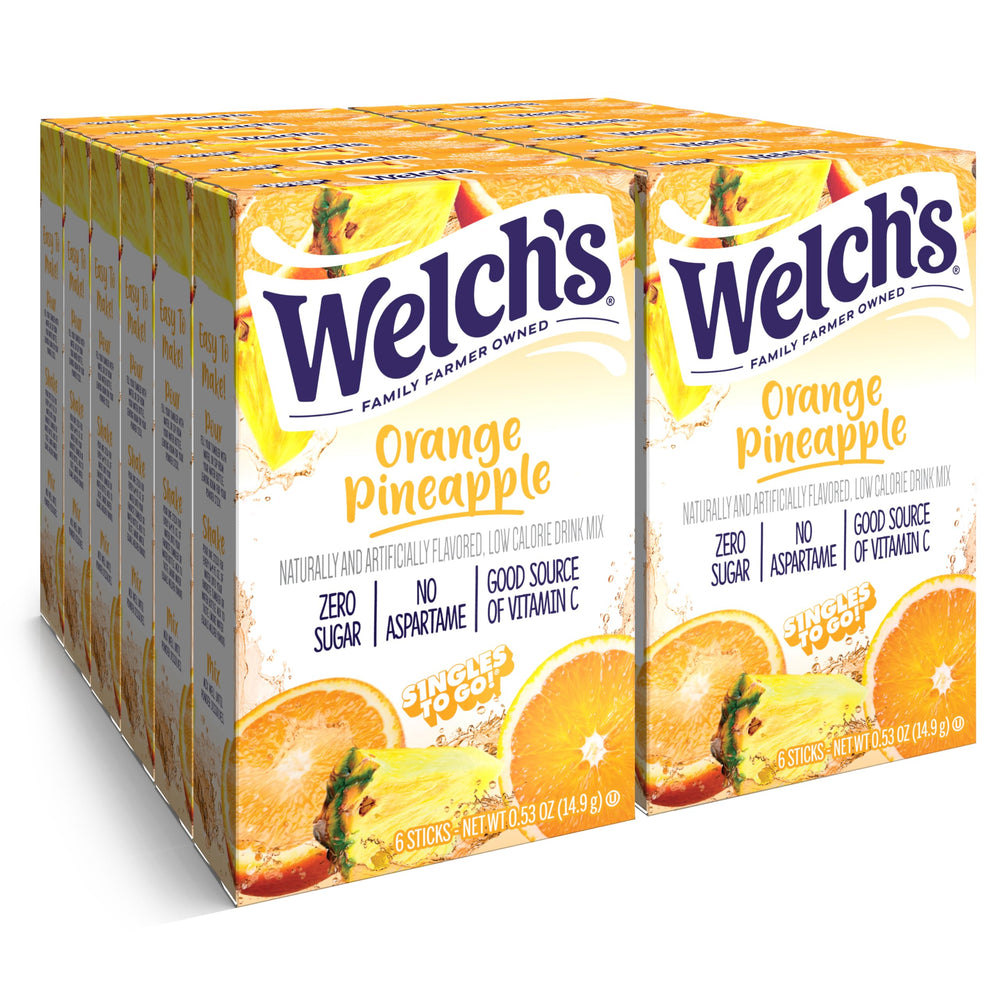Welch's Singles To Go orange pineapple packets ready to flavor water on the go