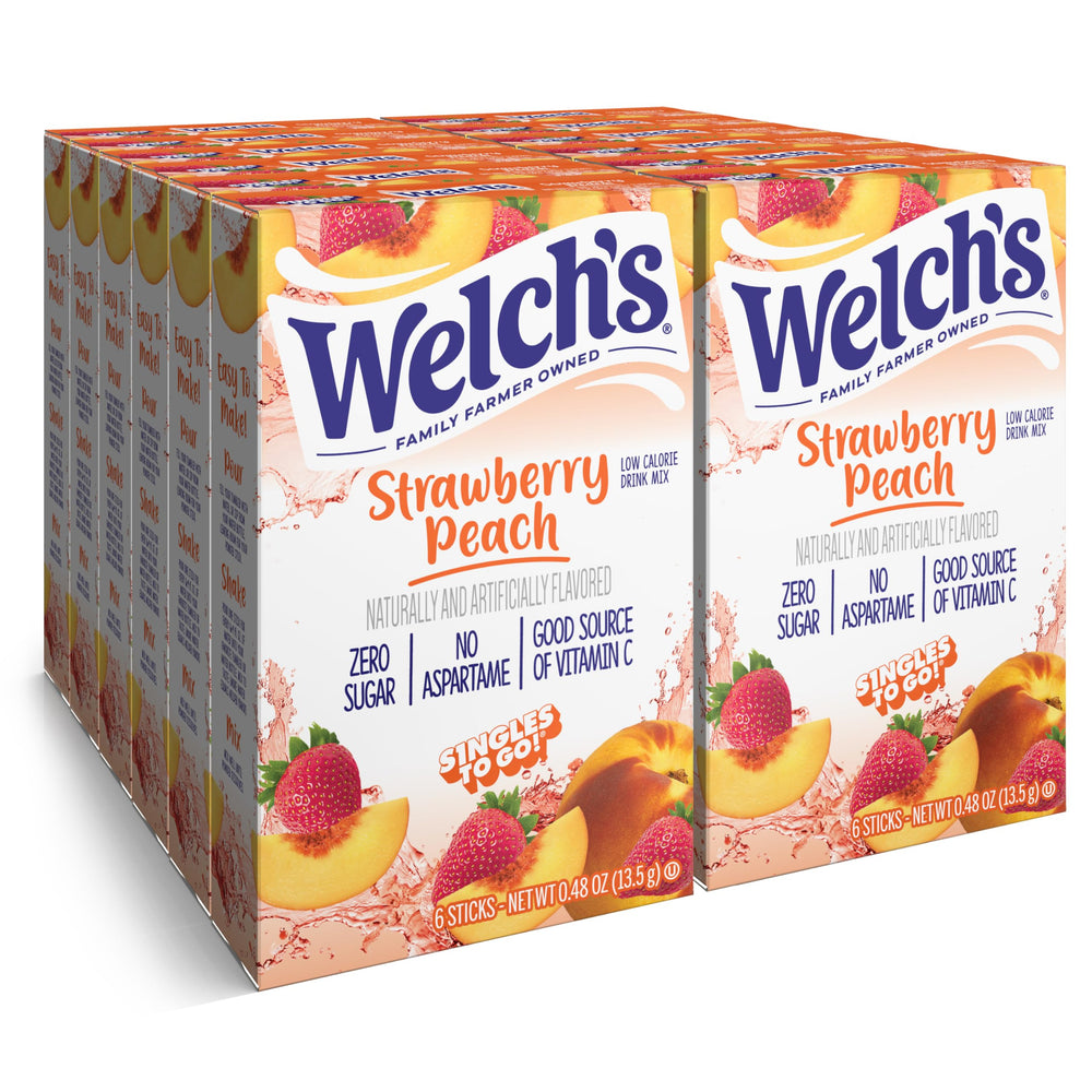 Welch's Singles To Go strawberry peach packet for on-the-go flavor boost