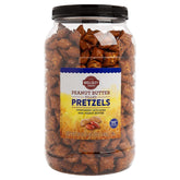 Wellsley Farms Peanut Butter Filled Pretzels close-up with creamy filling in crunchy pretzel, ideal quick snack