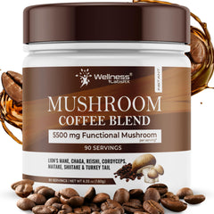 Wellness LabsRX mushroom coffee 90 servings bag for natural energy boost