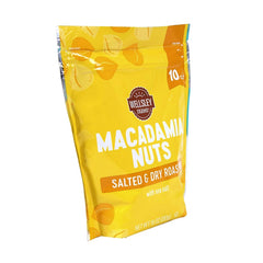 Wellsley Farms macadamia nuts packaging highlighting resealable bag for freshness
