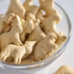 Wellsley Farms Animal Crackers close-up shows light, crunchy texture ideal for quick snacks.