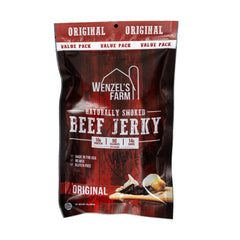 Wenzel's Farm Original Beef Jerky pack shot for on-the-go protein.