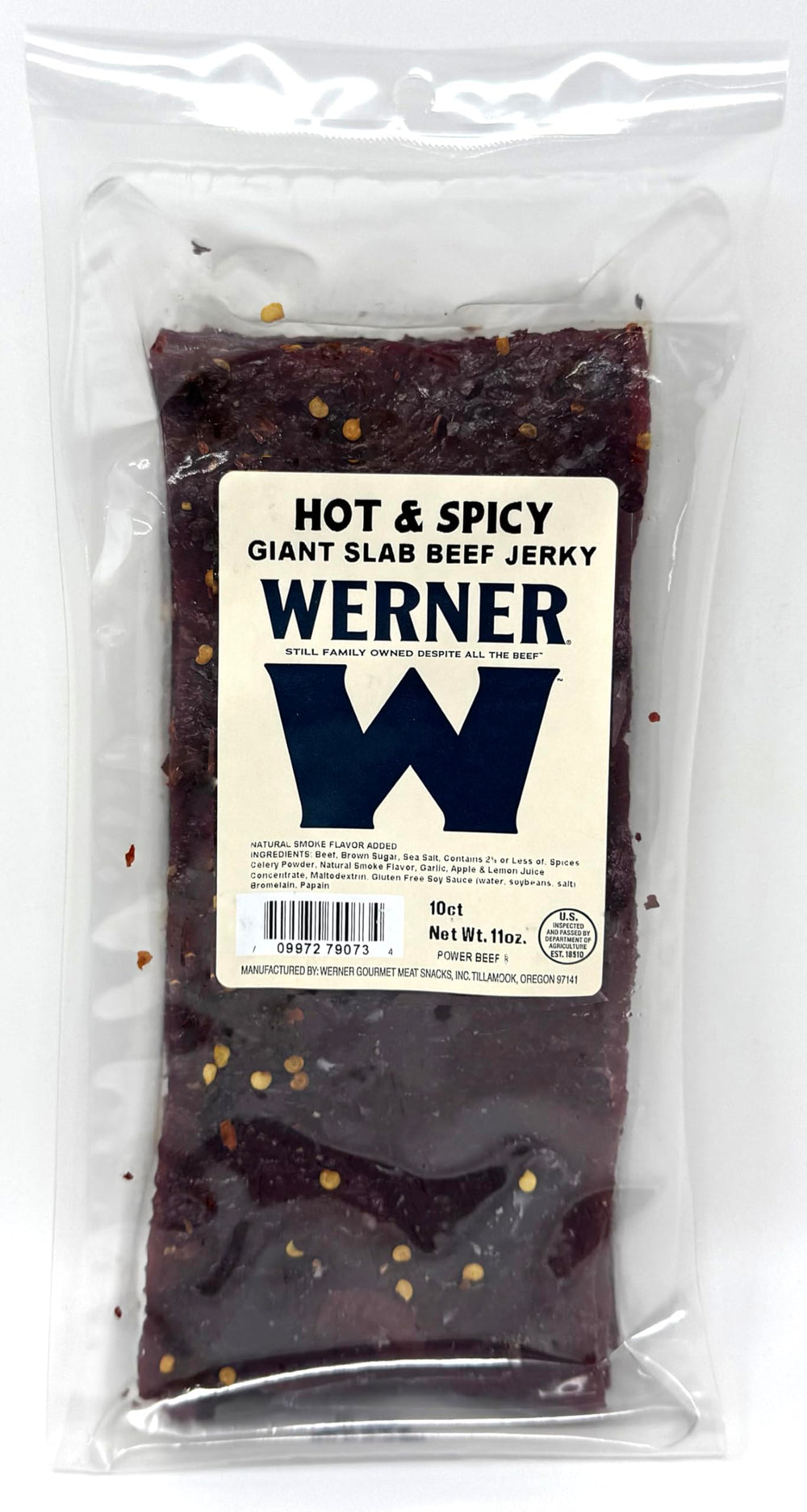 Werner beef jerky slab bulk pack showing giant slabs ready to share on road trips.