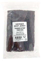 Werner Tender Strips Teriyaki jerky individually wrapped for easy on-the-go snacking