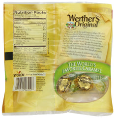Werther's Original caramel apple filled candies closeup highlighting creamy center.
