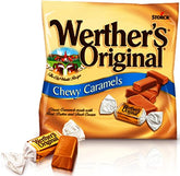 Werther's Original chewy caramel bag with vanilla creme center, perfect for sharing.