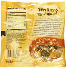 Creamy caramel center shines in Werther's Original hard candy, melt-in-your-mouth texture.