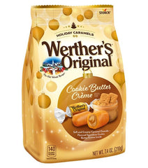 Werther's Original Holiday Caramels Cookie Butter Creme packaging showcases festive gifting appeal.