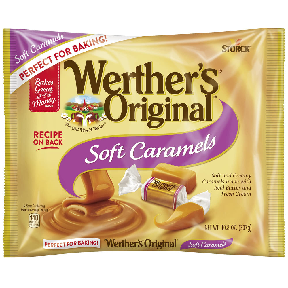 Werther's Original soft caramel 10.8oz bag front view for everyday indulgence