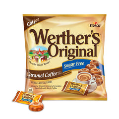 Werther's Original sugar-free caramel coffee candies, pack of 3, convenient for on-the-go snacking.