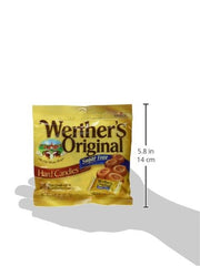 Werther's Original sugar-free hard candies 3-pack candy closeup showing caramel texture
