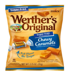 Close-up of hard caramels, authentic butter and cream flavor with a sugar-free twist.