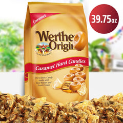 Werthrs Original Caramel Hard Candies golden caramel highlight indicating premium quality.