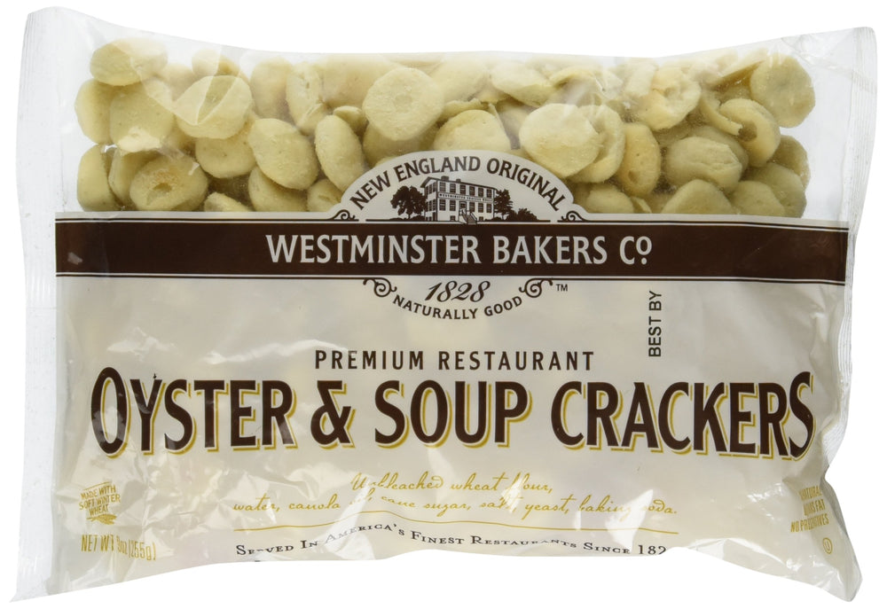 Westminster Bakers Co. Oyster Crackers packaging front improves pantry visibility.