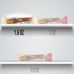 Whatchamacallit bar bite highlighting melty chocolate and chewy caramel