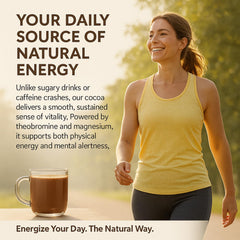 WHDEOW cocoa powder stirred into smoothie for convenient daily wellness.
