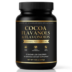 WHDEOW High Flavanol Cocoa Powder front label showing premium vegan formula.