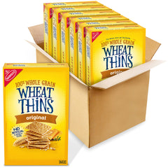Wheat Thins Original bulk packaging boxes for six-pack convenience.