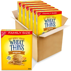 Wheat Thins Original packaging showcasing wholesome whole grain crackers for sharing.