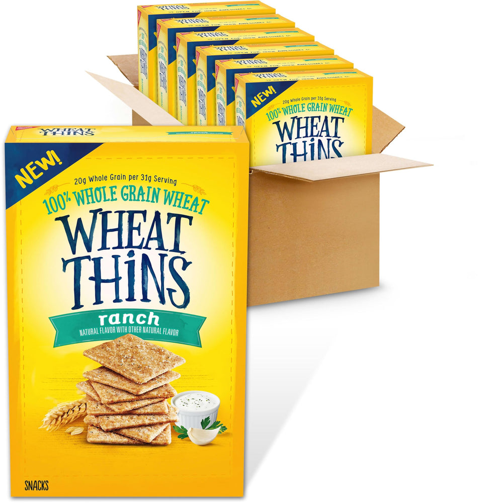 Wheat Thins Ranch Crackers packaging front, bulk snack option for gatherings