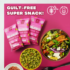 Where You Bean Himalayan Salt edamame delivers a light, crispy crunch.