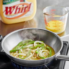 Whirl Garlic Butter Oil on grill adds rich aroma and heat stability.