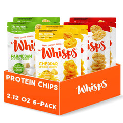 Whisps variety-pack box front for convenient, on-the-go snacking