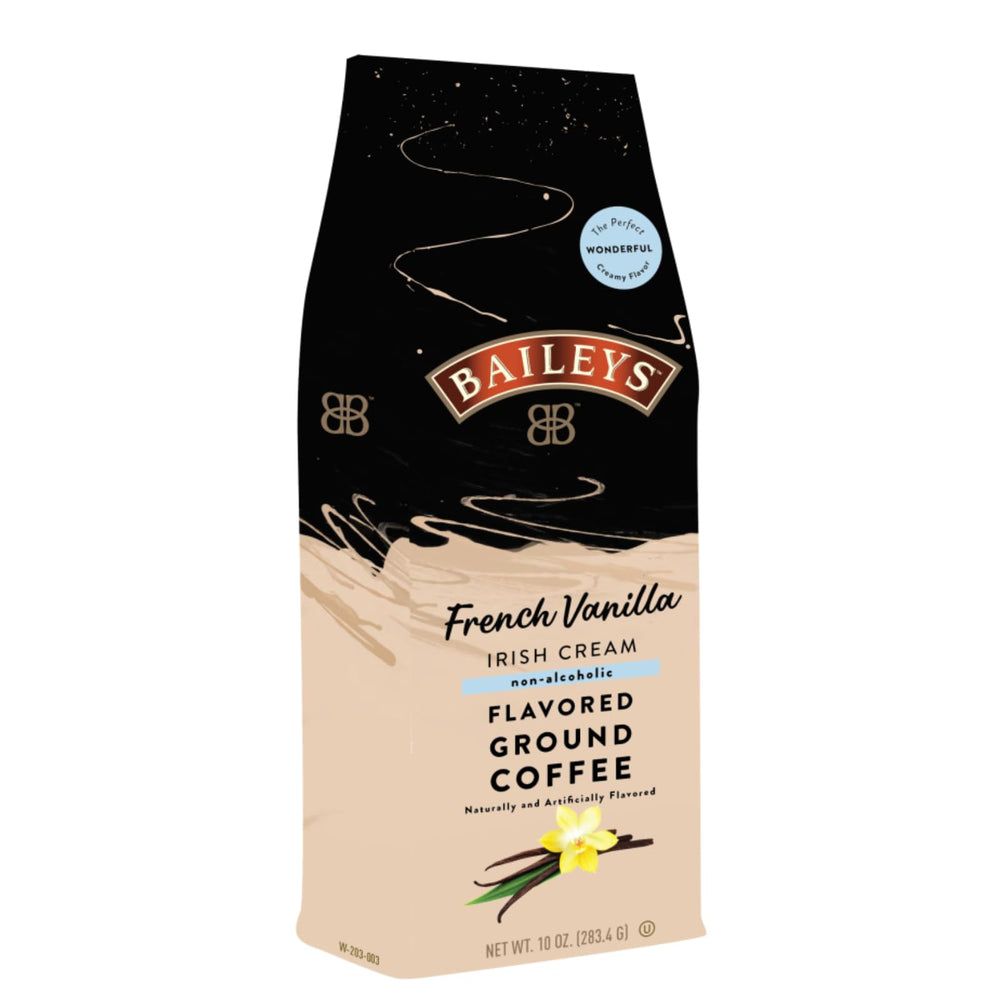 White Coffee Baileys Irish Cream French Vanilla ground coffee bag ideal for cozy mornings.