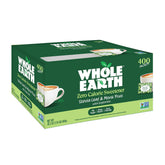 Whole Earth stevia-monk-fruit packets offer zero-calorie sweetness in beverages.