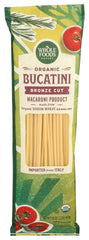 Whole Foods Market Organic Bucatini 16oz package highlighting premium durum wheat for hearty pasta.