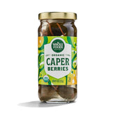 Whole Foods Market organic caper berries in a jar with brine for fresh flavor