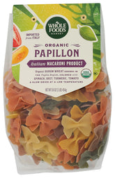 Whole Foods Market Papillon pasta with roots and vegetables, ideal for veggie-forward meals.