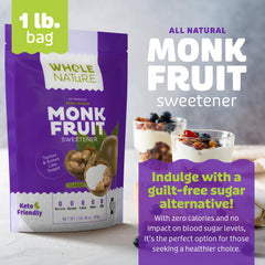 Whole Nature monk fruit sweetener granulated for coffee and tea sweetness