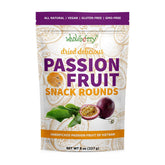 Wholeberry dried passion fruit bag closed, convenient on-the-go tropical snack.