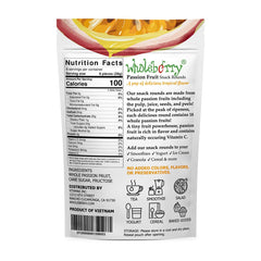 Close-up of Wholeberry maracuja dried fruit shows chewy texture and tropical aroma.