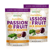 Wholeberry passion fruit dried 8oz bag, ideal for a quick tropical snack.