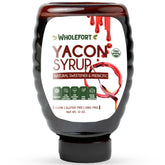 Wholefort yacon syrup bottle shows organic low calorie sweetness