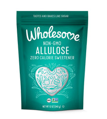 Wholesome Allulose sweetener bottle pour shows zero-calorie sweetness for everyday use.