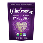Wholesome Organic Cane Sugar 10 lb bag, perfect for baking and beverages.