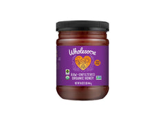 Wholesome Organic Raw Honey jar highlights pure, natural sweetness and quality.