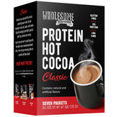 Wholesome Provisions Protein Hot Chocolate package with seven sachets.
