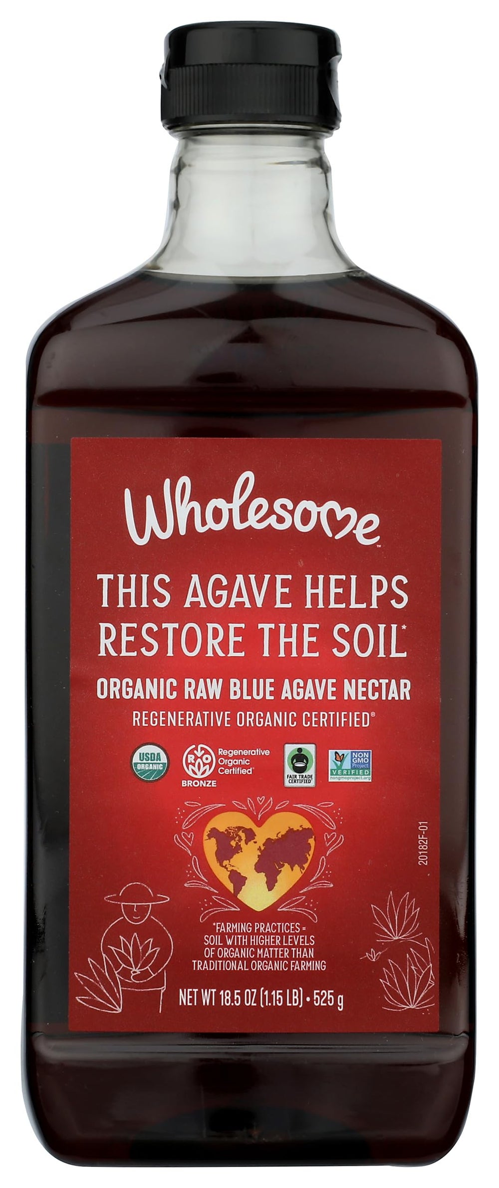 Wholesome Raw Blue Agave Nectar bottle pouring for coffee or tea, mess-free