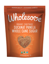 Wholesome Sucanat Panela jar front for baking and sprinkling with organic whole cane sugar.